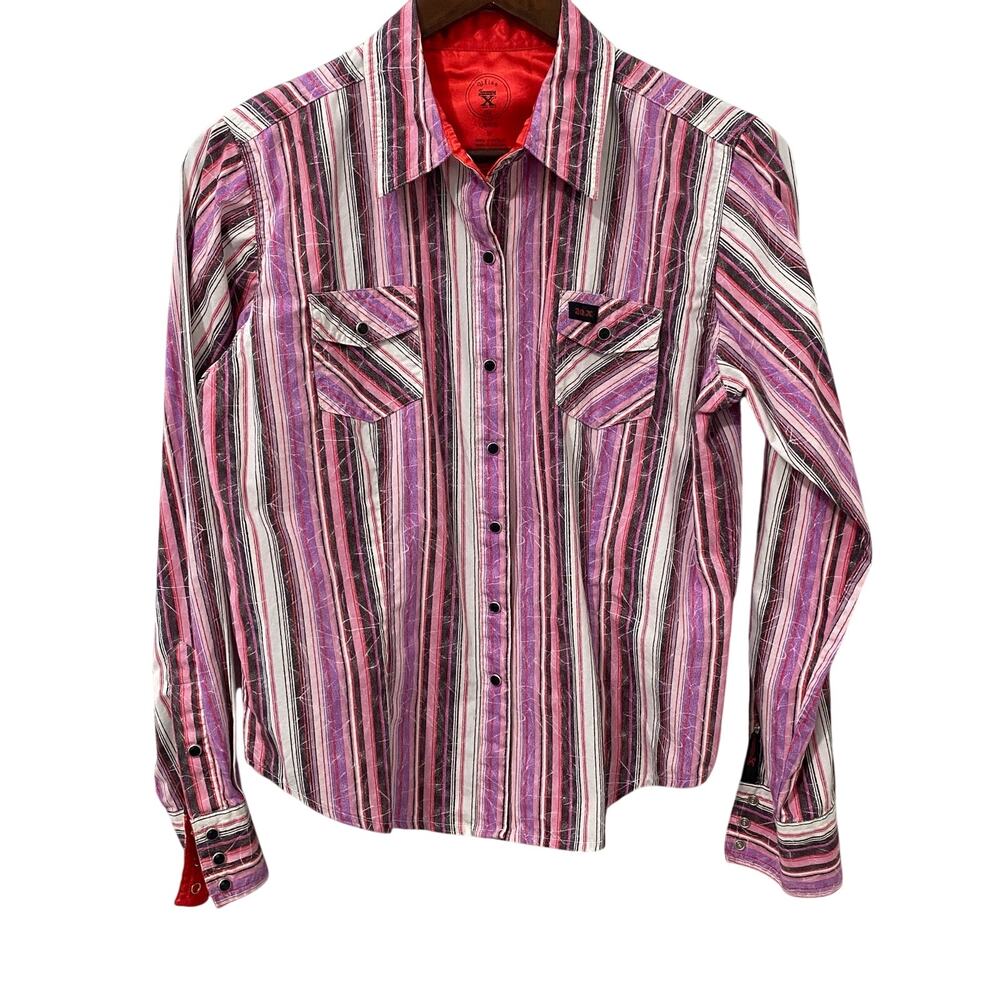 Twenty X Western Shirt Womens M Pink Stripe Snap Button